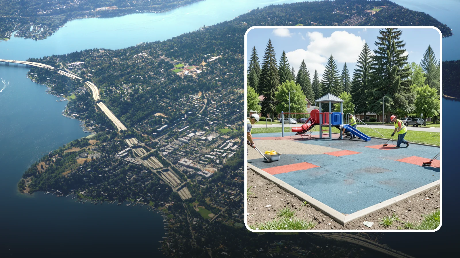 Playground Surface Repair in Mercer Island, King County, WA - Restoration and repair of playground fall surfacing to keep impact-attenuation zones compliant and hazard-free.