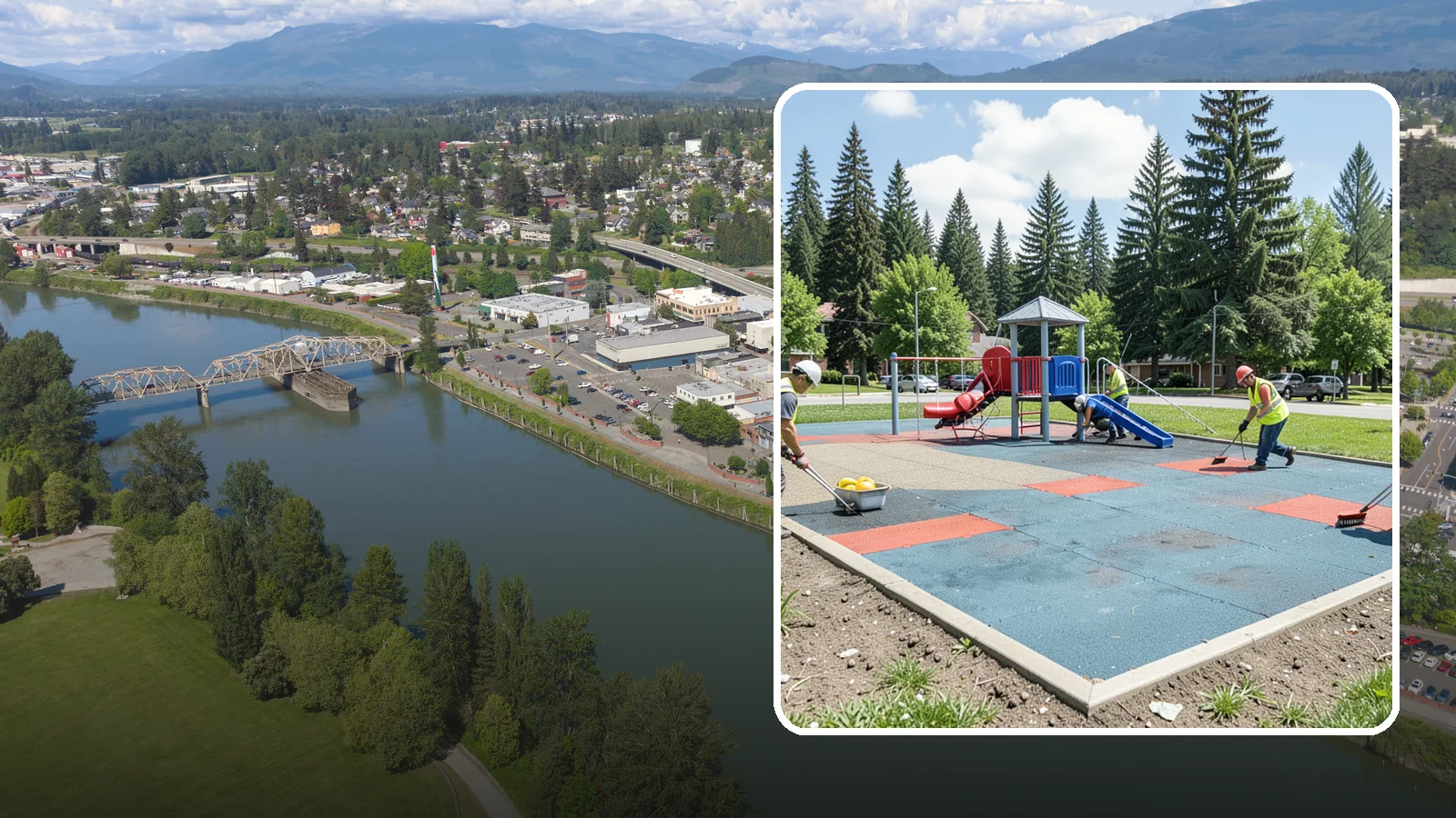 Playground Surface Repair in Mount Vernon, Skagit County, WA - Restoration and repair of playground fall surfacing to keep impact-attenuation zones compliant and hazard-free.
