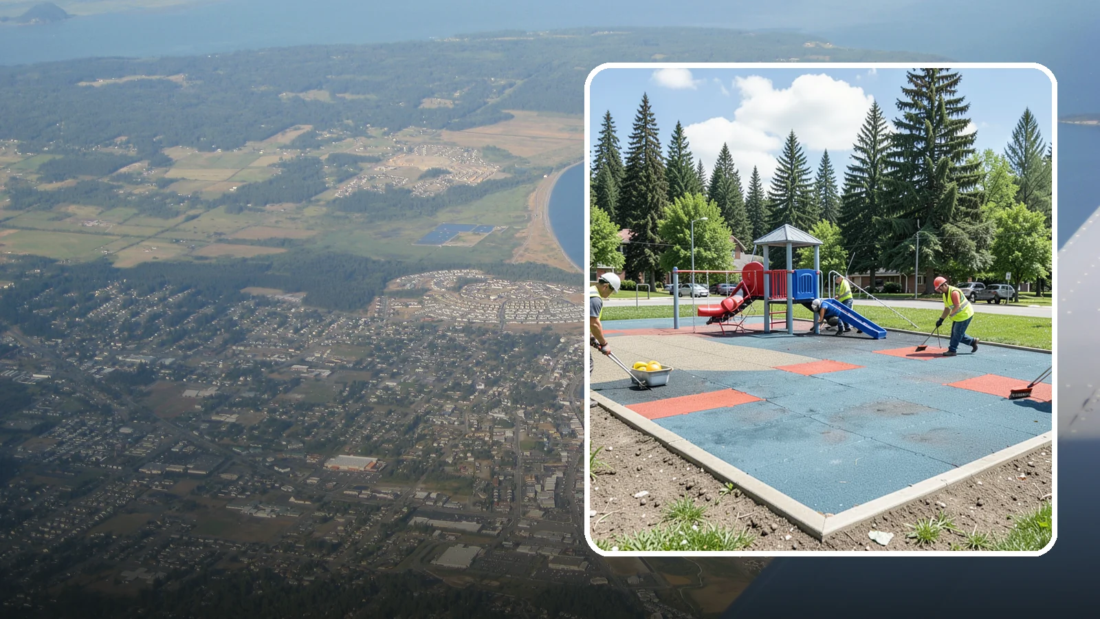 Playground Surface Repair in Oak Harbor, Island County, WA - Restoration and repair of playground fall surfacing to keep impact-attenuation zones compliant and hazard-free.