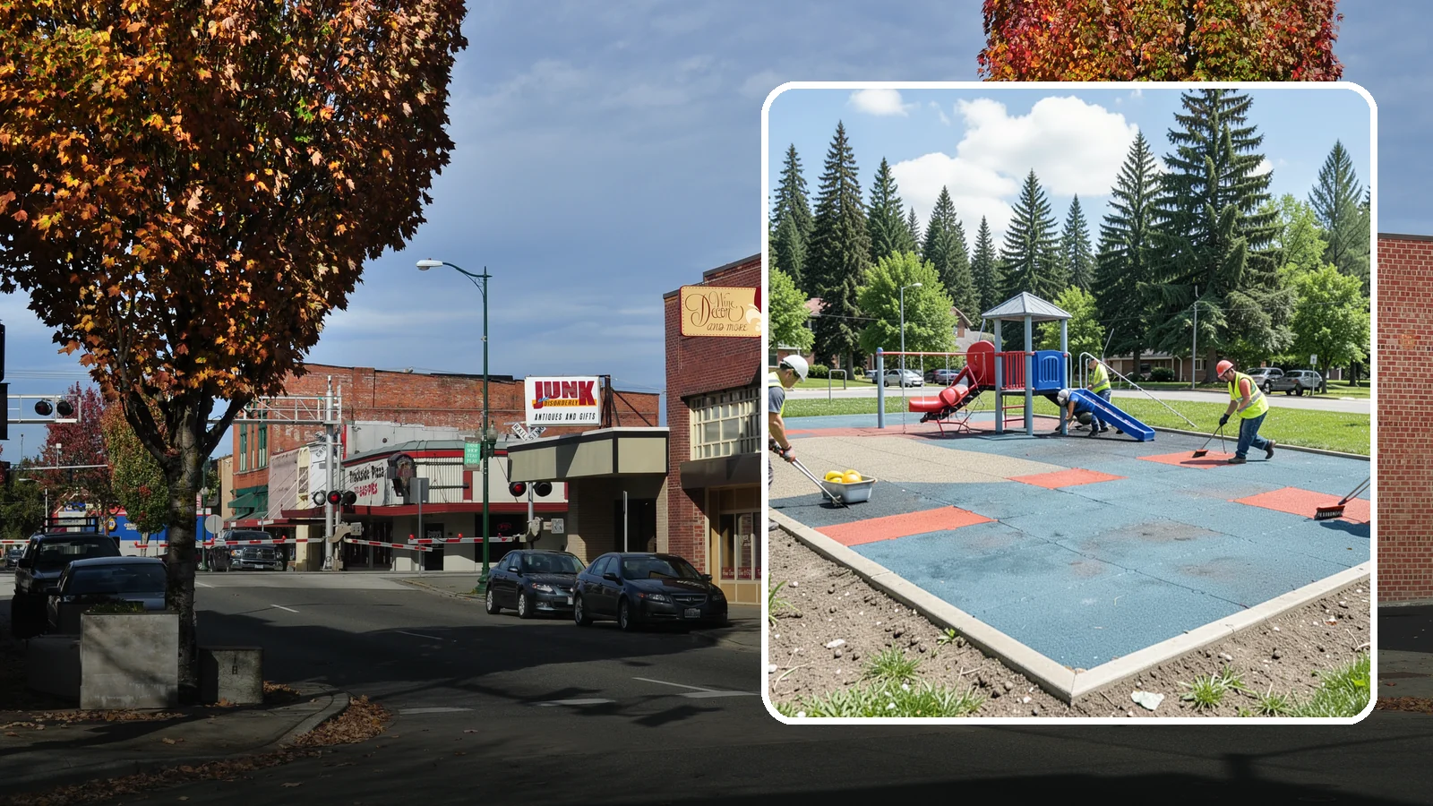 Playground Surface Repair in Puyallup, Pierce County, WA - Restoration and repair of playground fall surfacing to keep impact-attenuation zones compliant and hazard-free.