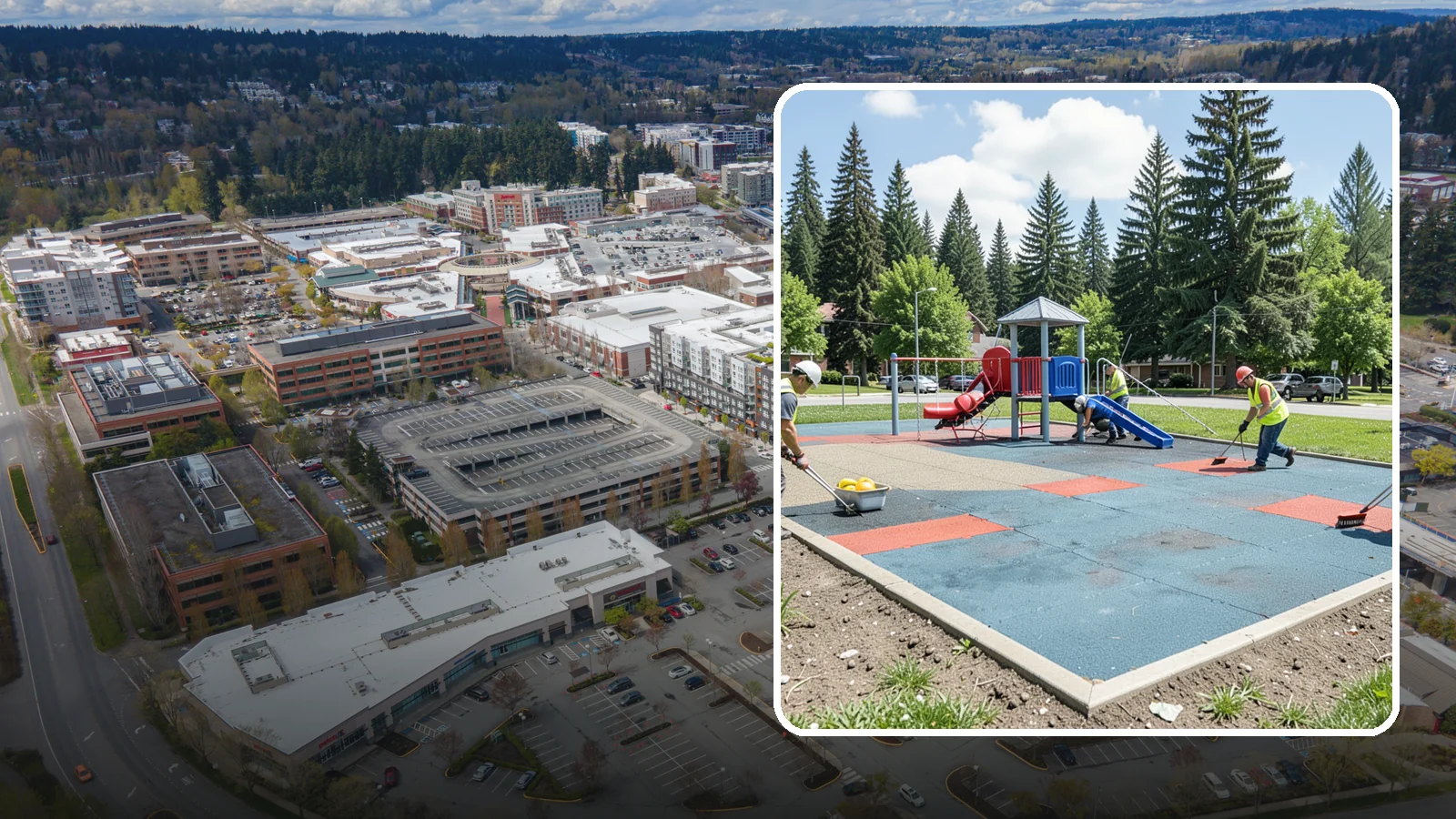 Playground Surface Repair in Redmond, King County, WA - Restoration and repair of playground fall surfacing to keep impact-attenuation zones compliant and hazard-free.