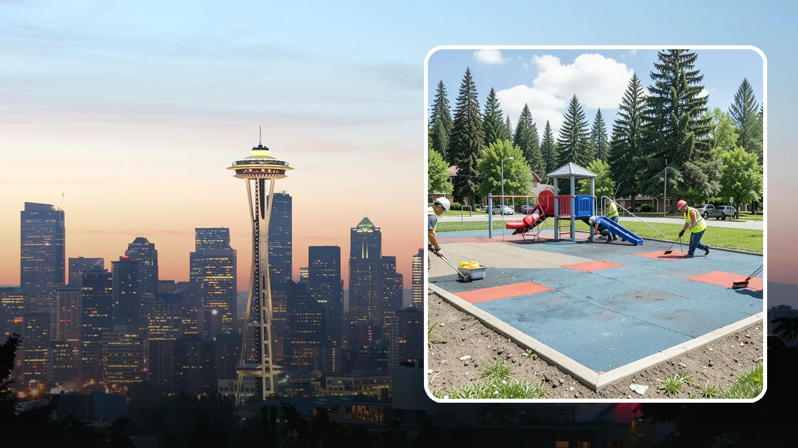 Playground Surface Repair in Seattle, King County, WA - Restoration and repair of playground fall surfacing to keep impact-attenuation zones compliant and hazard-free.