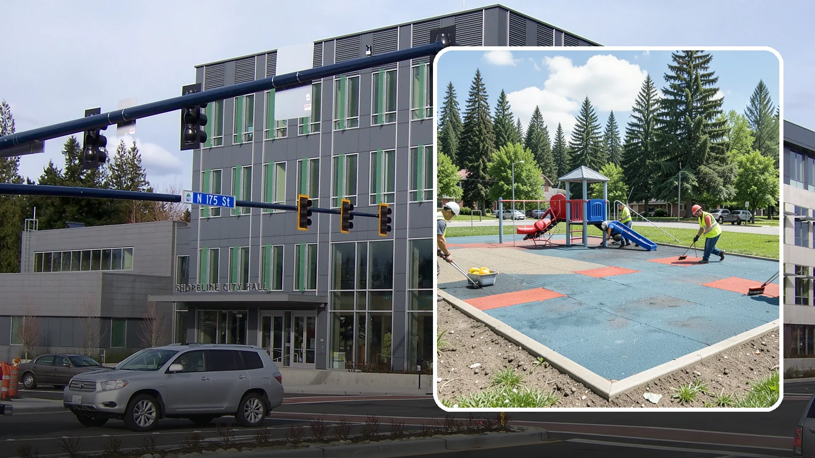Playground Surface Repair in Shoreline, King County, WA - Restoration and repair of playground fall surfacing to keep impact-attenuation zones compliant and hazard-free.