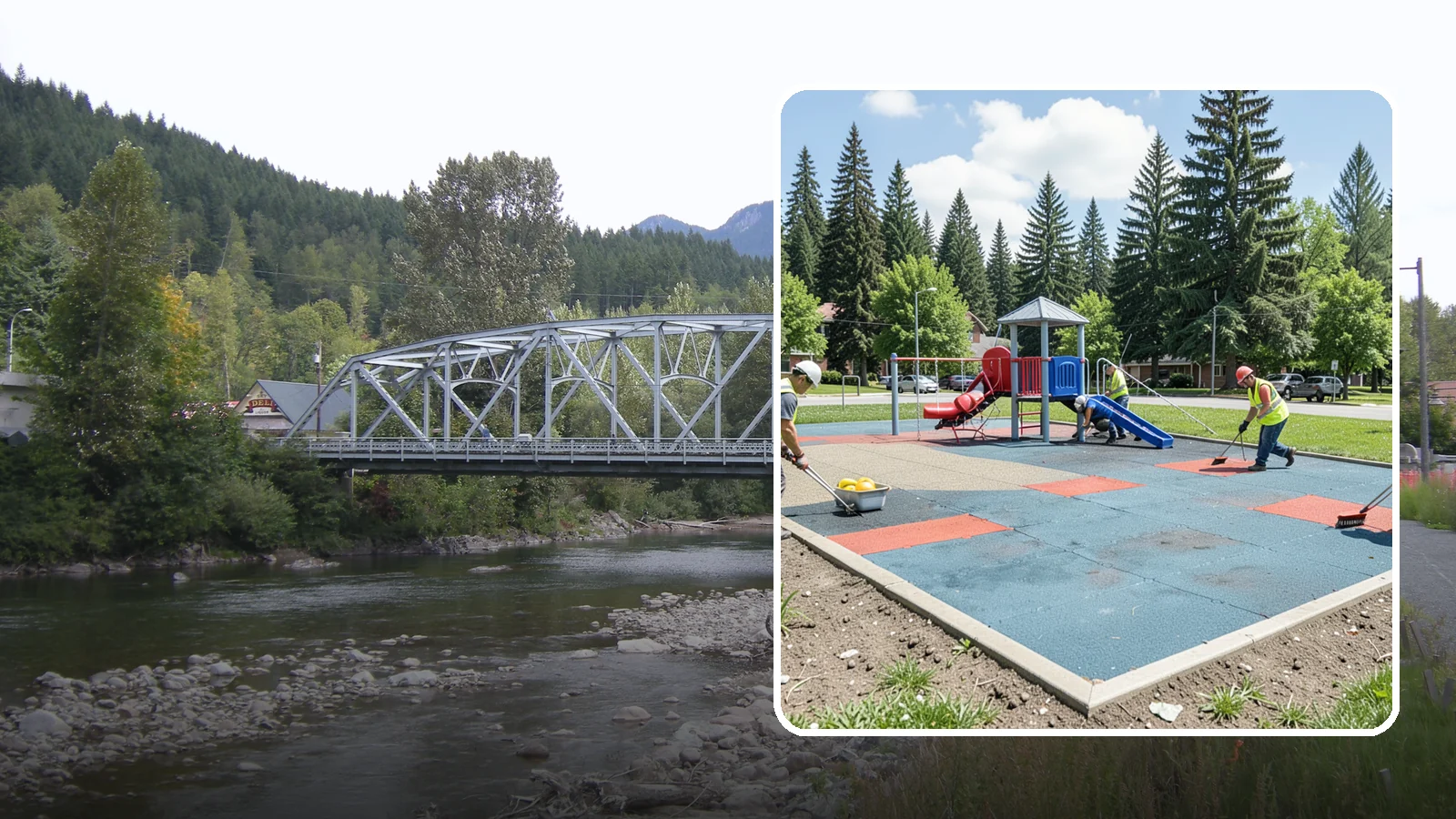 Playground Surface Repair in Skykomish, King County, WA - Restoration and repair of playground fall surfacing to keep impact-attenuation zones compliant and hazard-free.