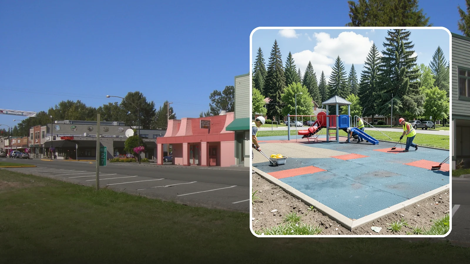 Playground Surface Repair in Snoqualmie, King County, WA - Restoration and repair of playground fall surfacing to keep impact-attenuation zones compliant and hazard-free.