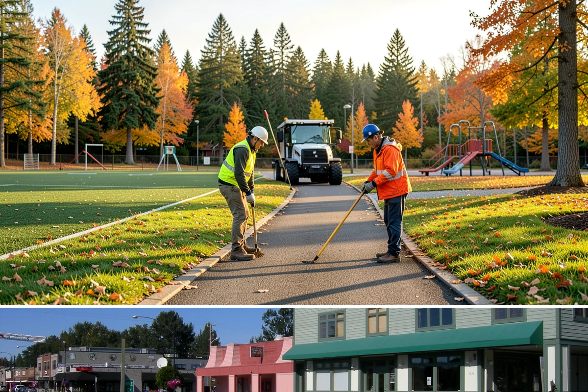 Playground Surface Repair in Snoqualmie, King County, WA - Poured-in-place work is best scheduled in the dry summer months, while wood fiber replenishment can occur nearly year-round.
