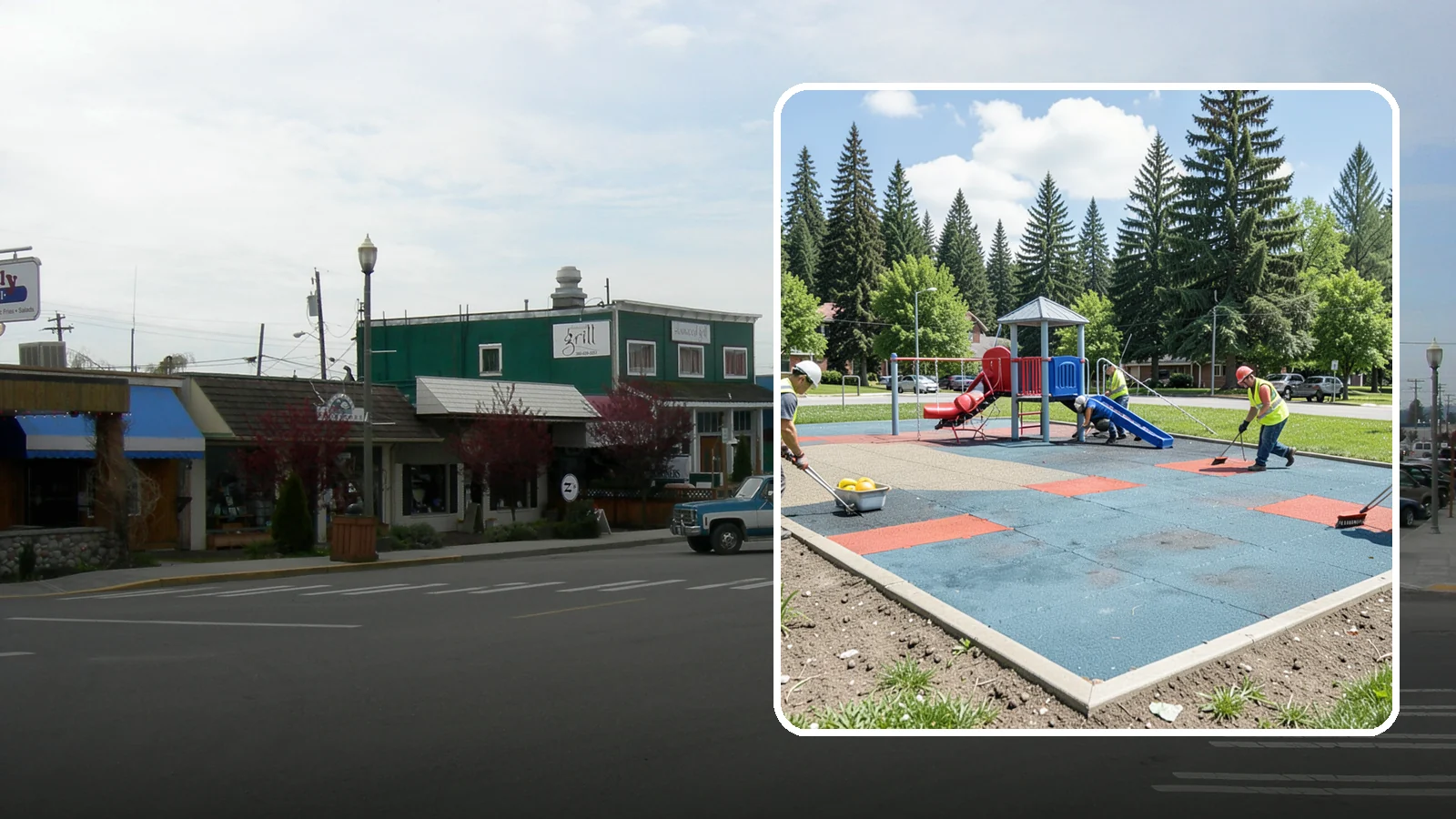 Playground Surface Repair in Stanwood, Snohomish County, WA - Restoration and repair of playground fall surfacing to keep impact-attenuation zones compliant and hazard-free.