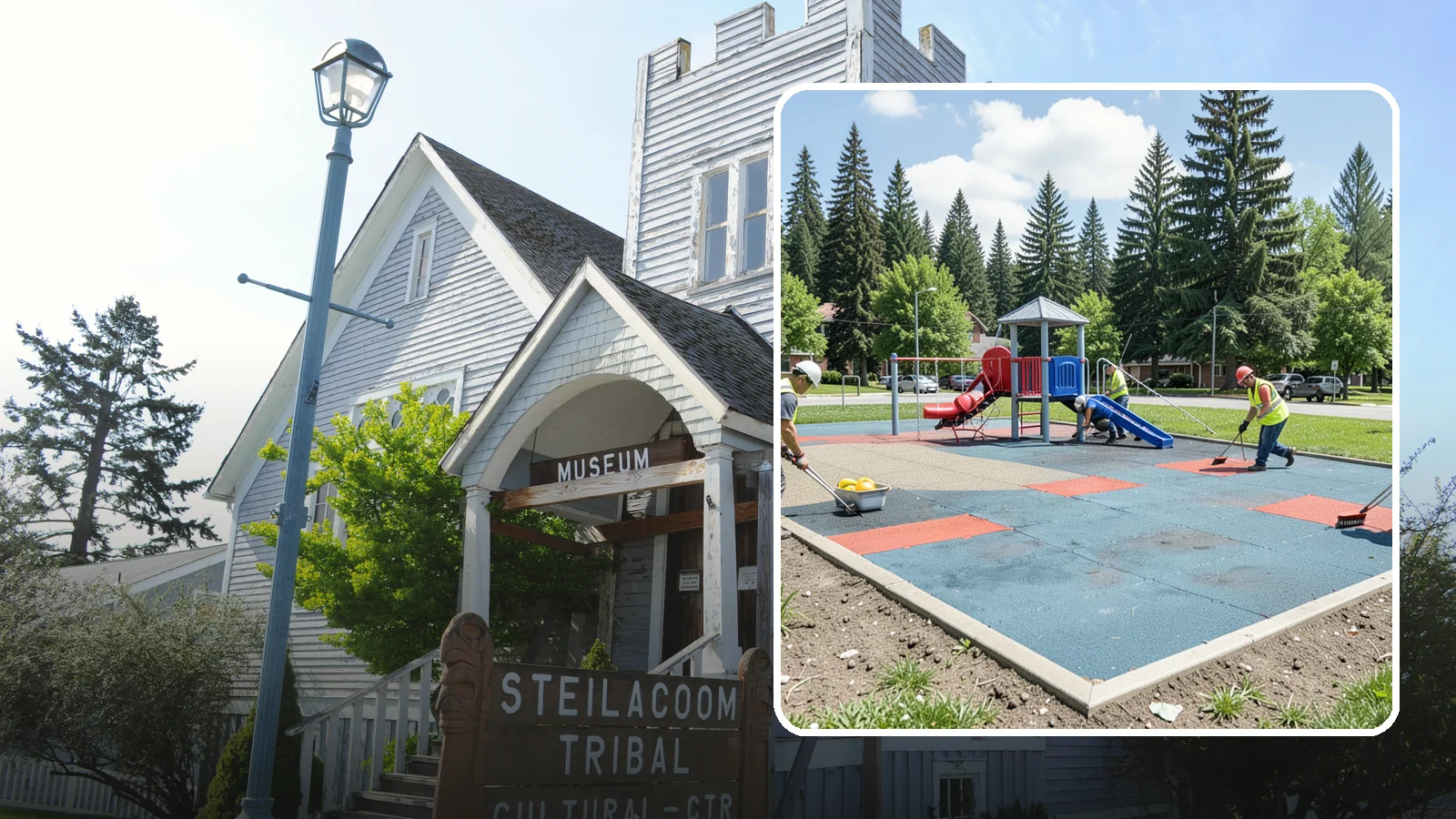 Playground Surface Repair in Steilacoom, Pierce County, WA - Restoration and repair of playground fall surfacing to keep impact-attenuation zones compliant and hazard-free.