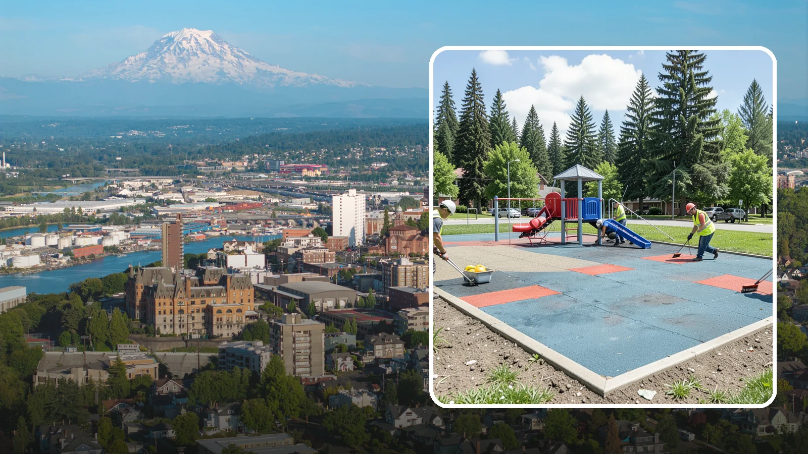 Playground Surface Repair in Tacoma, Pierce County, WA - Restoration and repair of playground fall surfacing to keep impact-attenuation zones compliant and hazard-free.