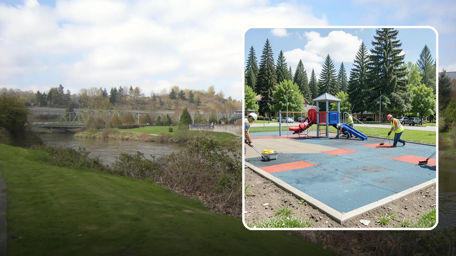 Playground Surface Repair in Tukwila, King County, WA - Restoration and repair of playground fall surfacing to keep impact-attenuation zones compliant and hazard-free.
