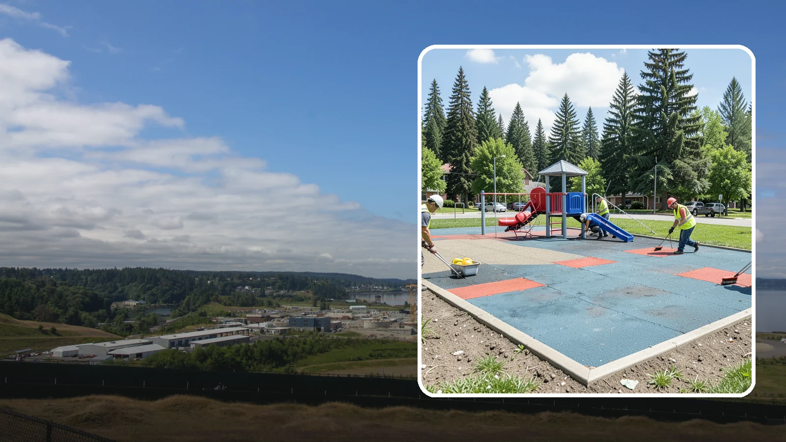 Playground Surface Repair in University Place, Pierce County, WA - Restoration and repair of playground fall surfacing to keep impact-attenuation zones compliant and hazard-free.