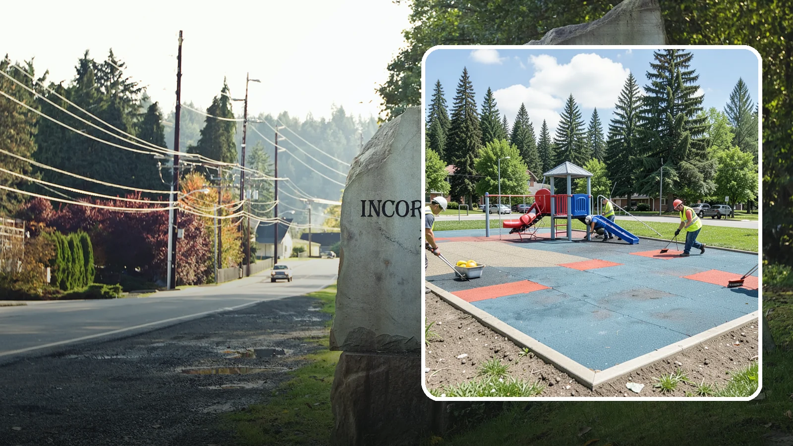Playground Surface Repair in Wilkeson, Pierce County, WA - Restoration and repair of playground fall surfacing to keep impact-attenuation zones compliant and hazard-free.