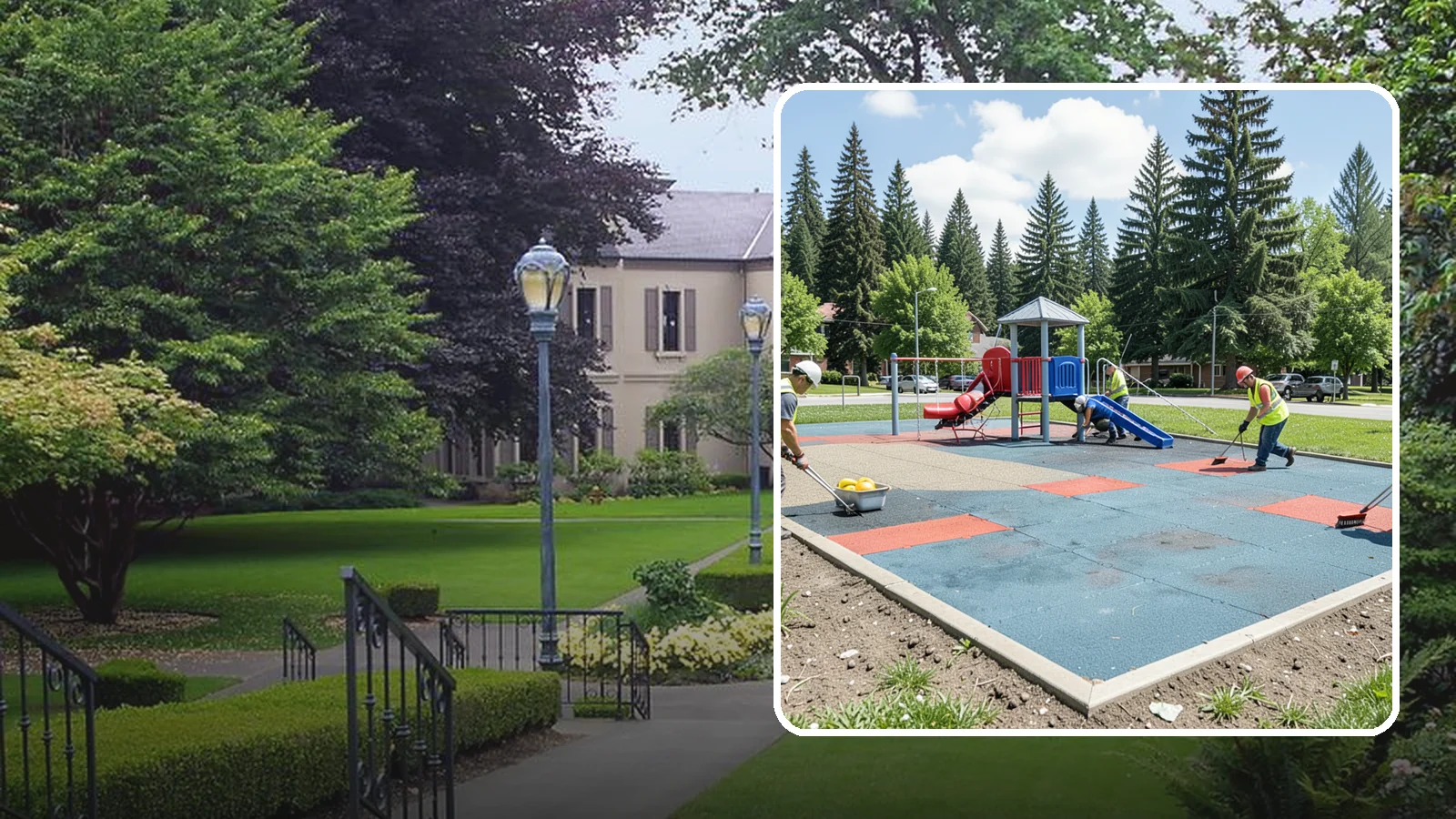 Playground Surface Repair in Woodinville, King County, WA - Restoration and repair of playground fall surfacing to keep impact-attenuation zones compliant and hazard-free.