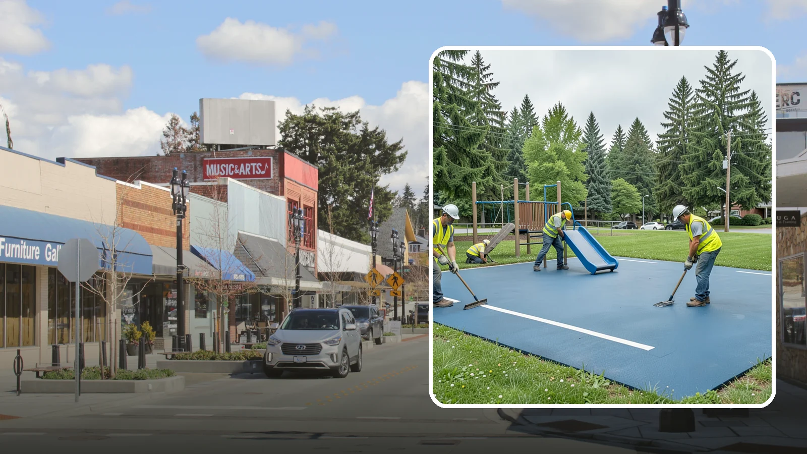Playground Surfacing in Bothell, King County, WA - Installation and repair of poured-in-place and safety surfacing systems for accessible public play areas.