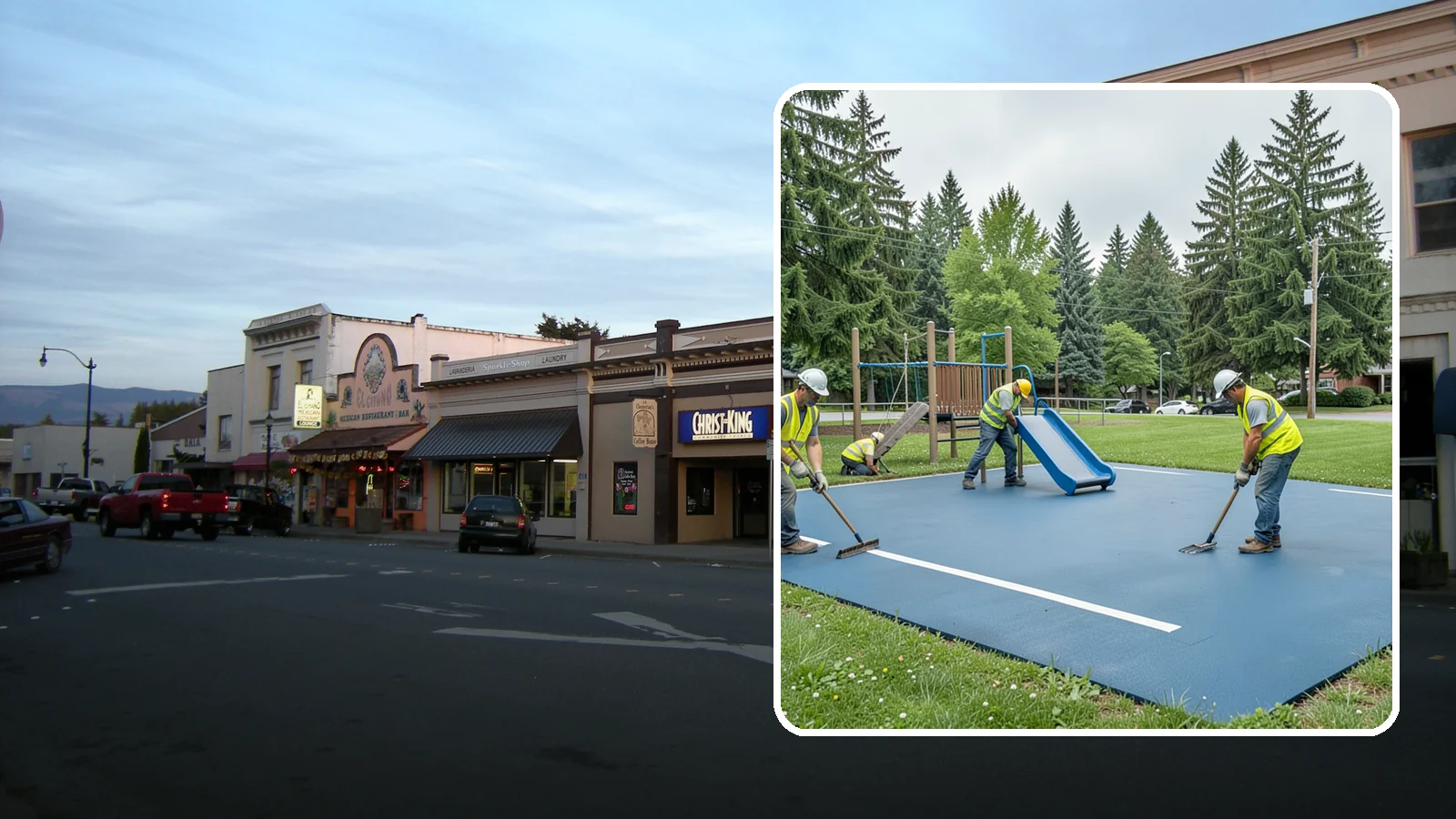 Playground Surfacing in Burlington, Skagit County, WA - Installation and repair of poured-in-place and safety surfacing systems for accessible public play areas.