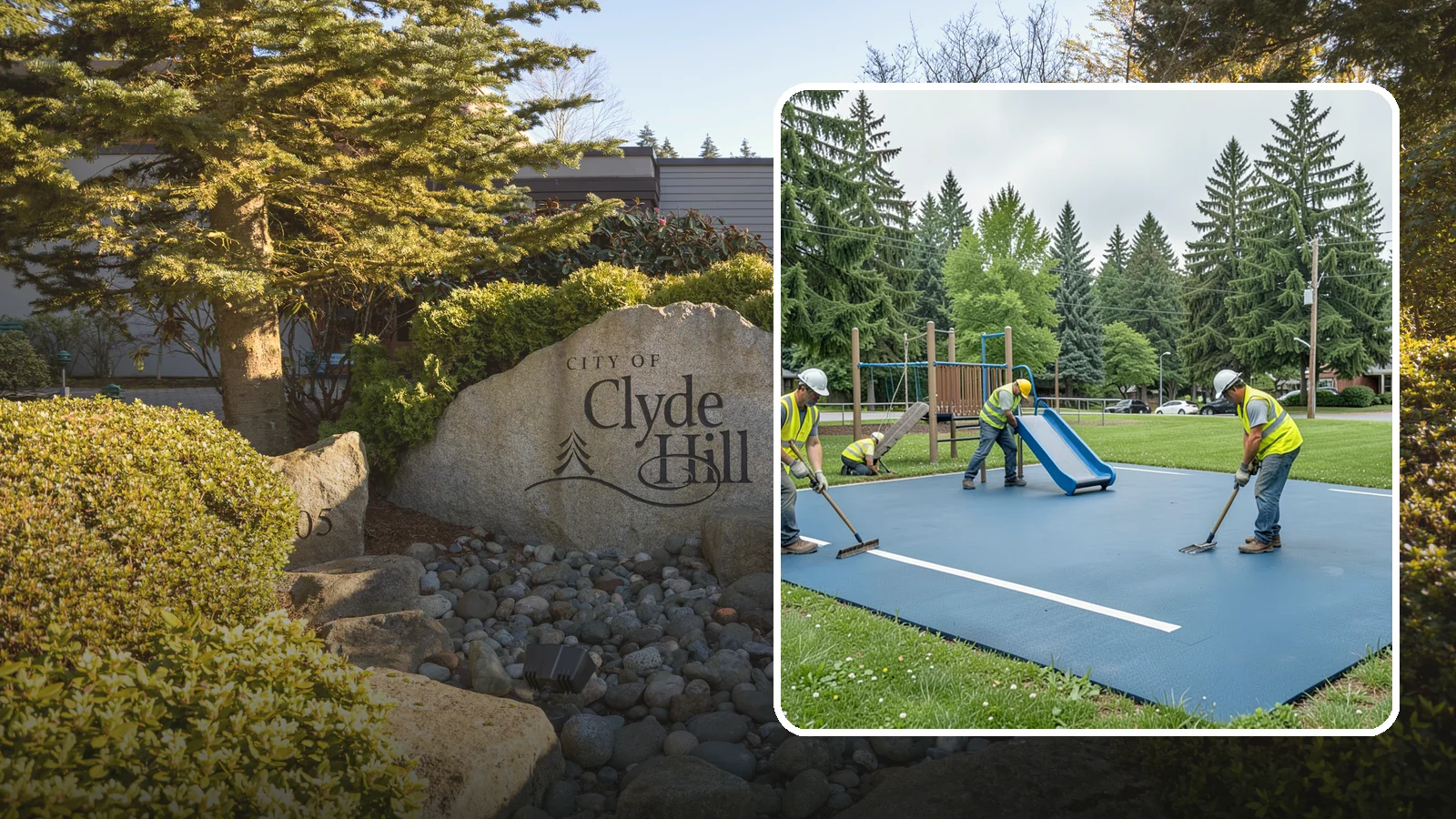 Playground Surfacing in Clyde Hill, King County, WA - Installation and repair of poured-in-place and safety surfacing systems for accessible public play areas.
