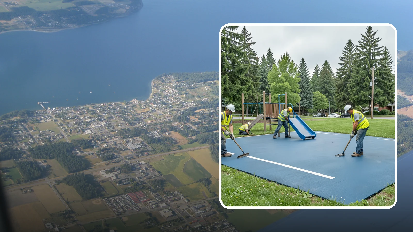 Playground Surfacing in Coupeville, Island County, WA - Installation and repair of poured-in-place and safety surfacing systems for accessible public play areas.