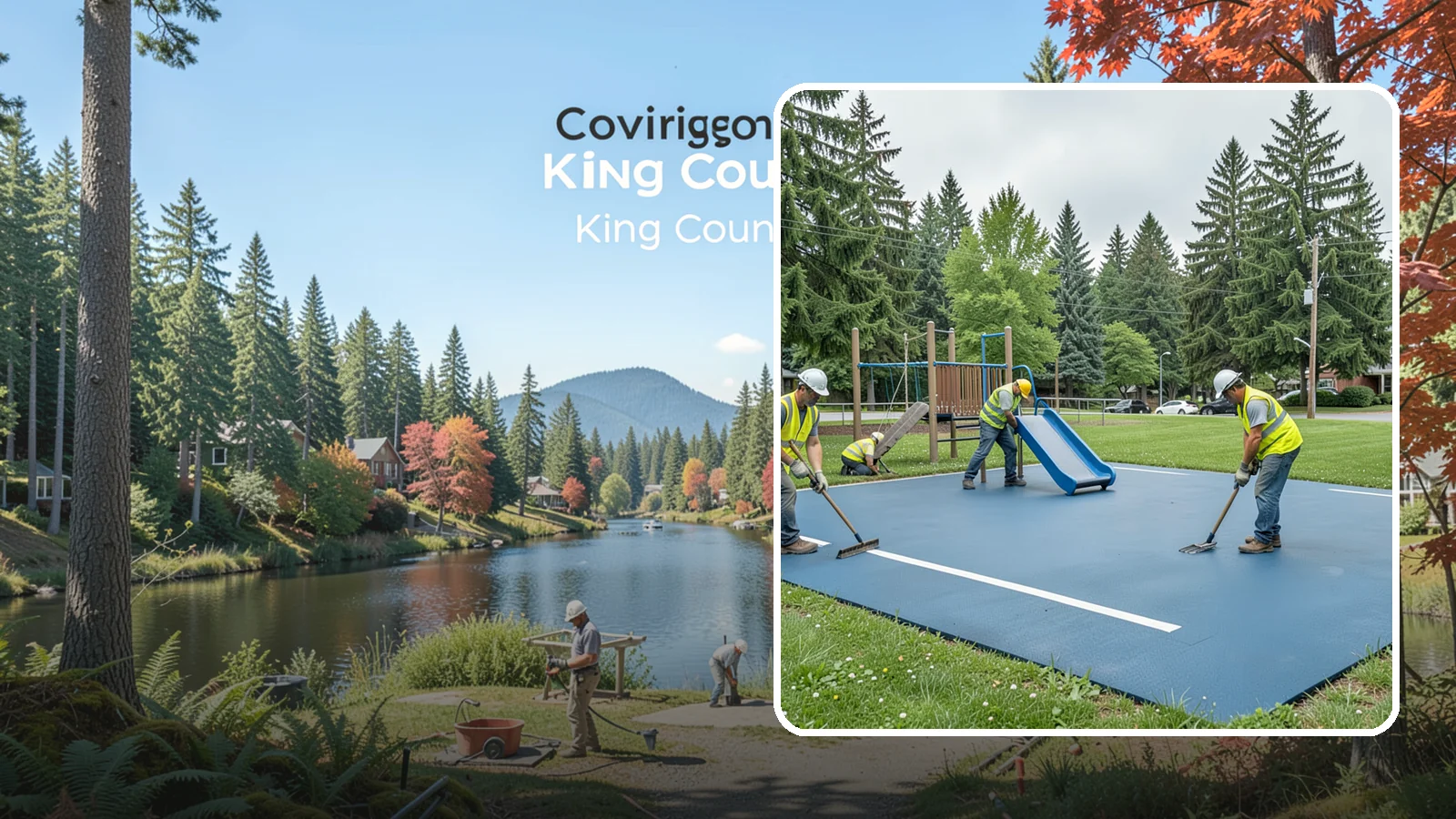 Playground Surfacing in Covington, King County, WA - Installation and repair of poured-in-place and safety surfacing systems for accessible public play areas.