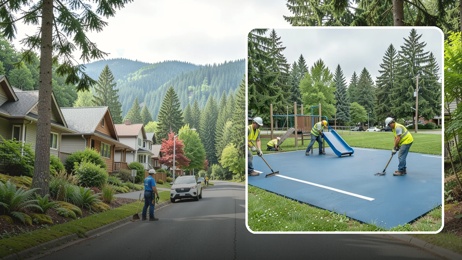Playground Surfacing in Darrington, Snohomish County, WA - Installation and repair of poured-in-place and safety surfacing systems for accessible public play areas.