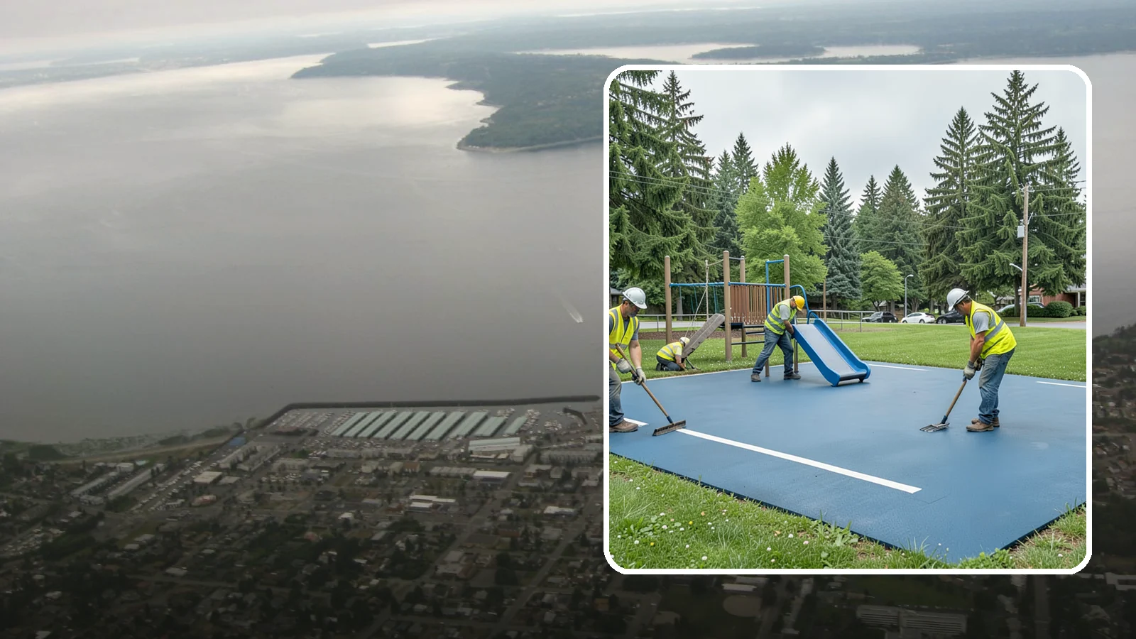 Playground Surfacing in Des Moines, King County, WA - Installation and repair of poured-in-place and safety surfacing systems for accessible public play areas.