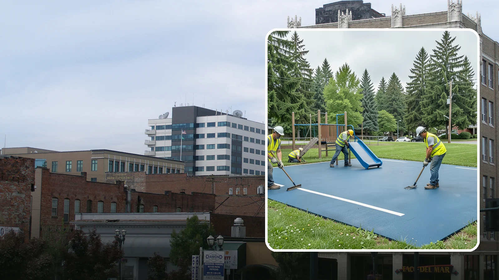 Playground Surfacing in Everett, Snohomish County, WA - Installation and repair of poured-in-place and safety surfacing systems for accessible public play areas.