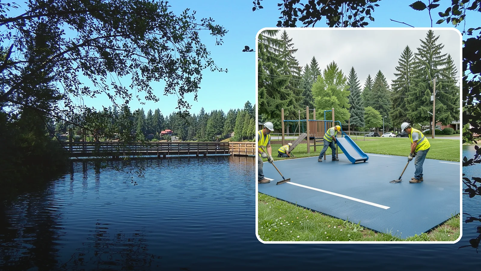 Playground Surfacing in Federal Way, King County, WA - Installation and repair of poured-in-place and safety surfacing systems for accessible public play areas.