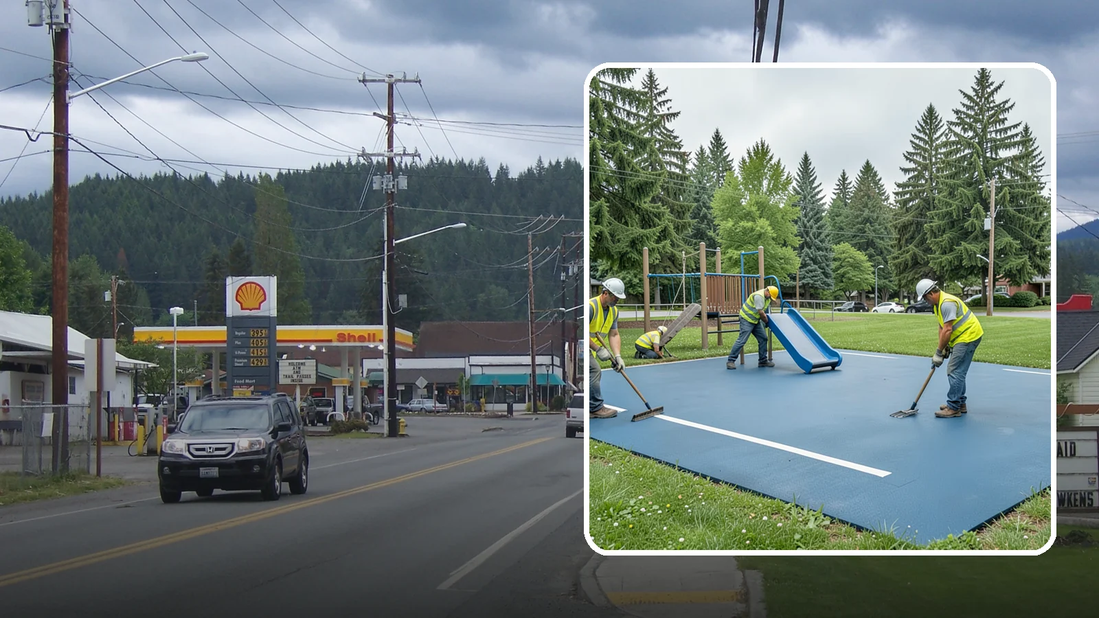 Playground Surfacing in Granite Falls, Snohomish County, WA - Installation and repair of poured-in-place and safety surfacing systems for accessible public play areas.