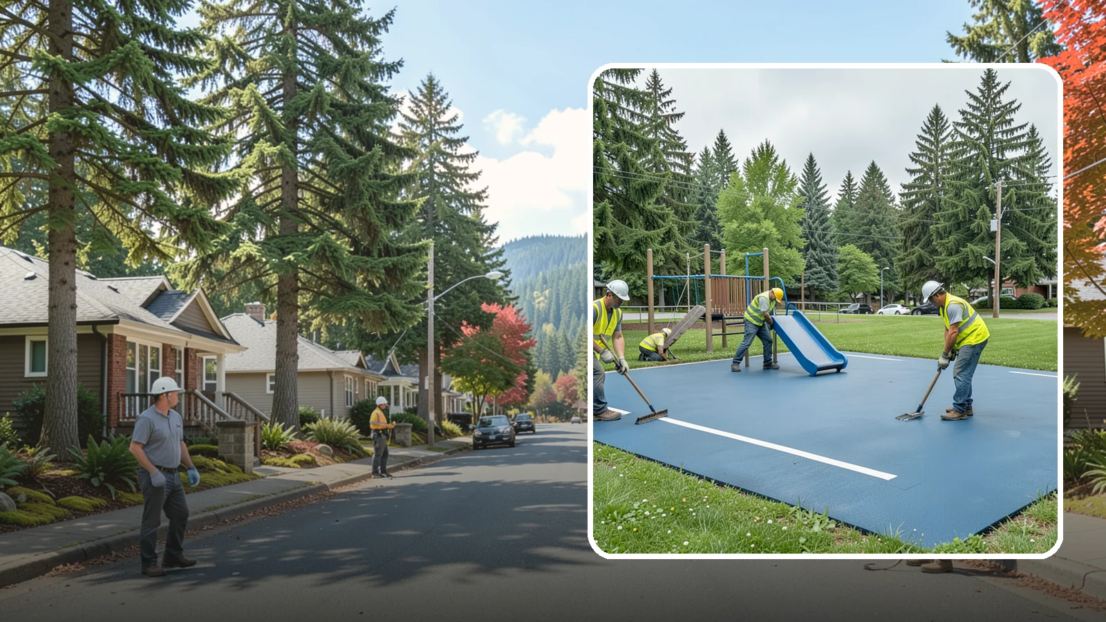 Playground Surfacing in Hunts Point, King County, WA - Installation and repair of poured-in-place and safety surfacing systems for accessible public play areas.