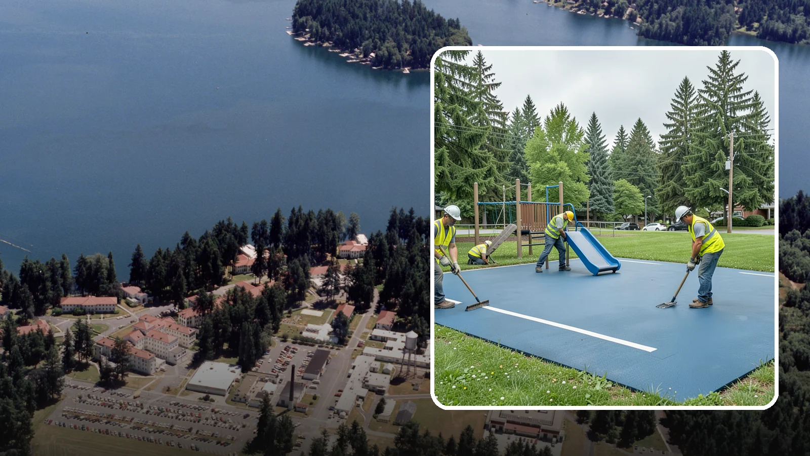 Playground Surfacing in Lakewood, Pierce County, WA - Installation and repair of poured-in-place and safety surfacing systems for accessible public play areas.