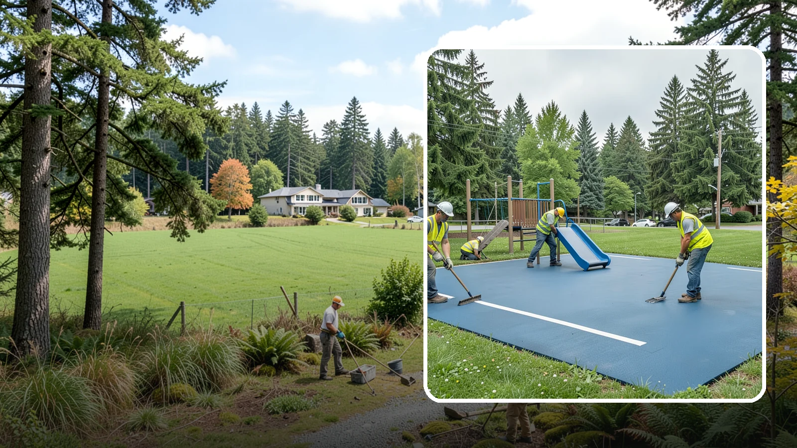Playground Surfacing in Lyman, Skagit County, WA - Installation and repair of poured-in-place and safety surfacing systems for accessible public play areas.