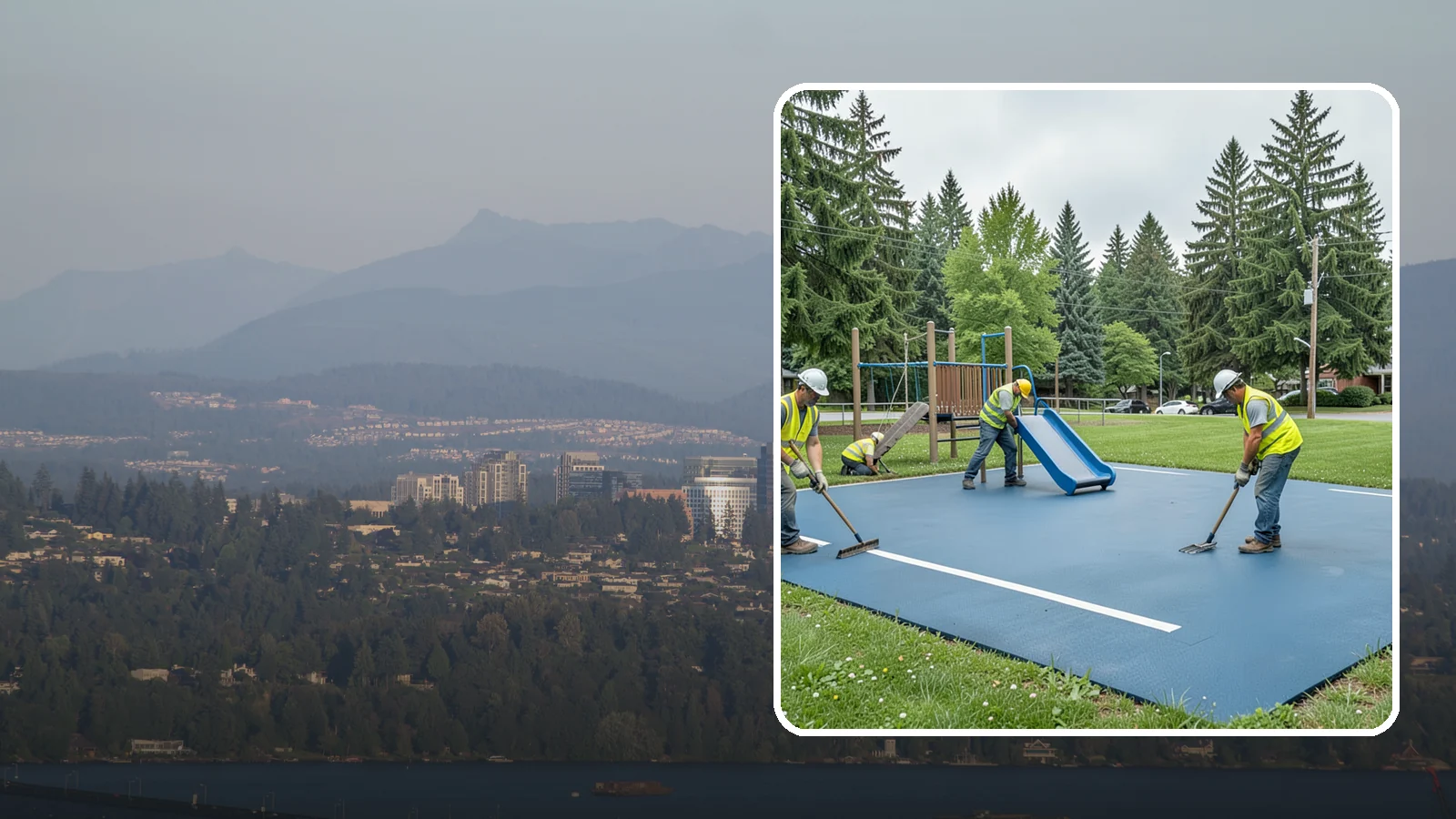 Playground Surfacing in Medina, King County, WA - Installation and repair of poured-in-place and safety surfacing systems for accessible public play areas.