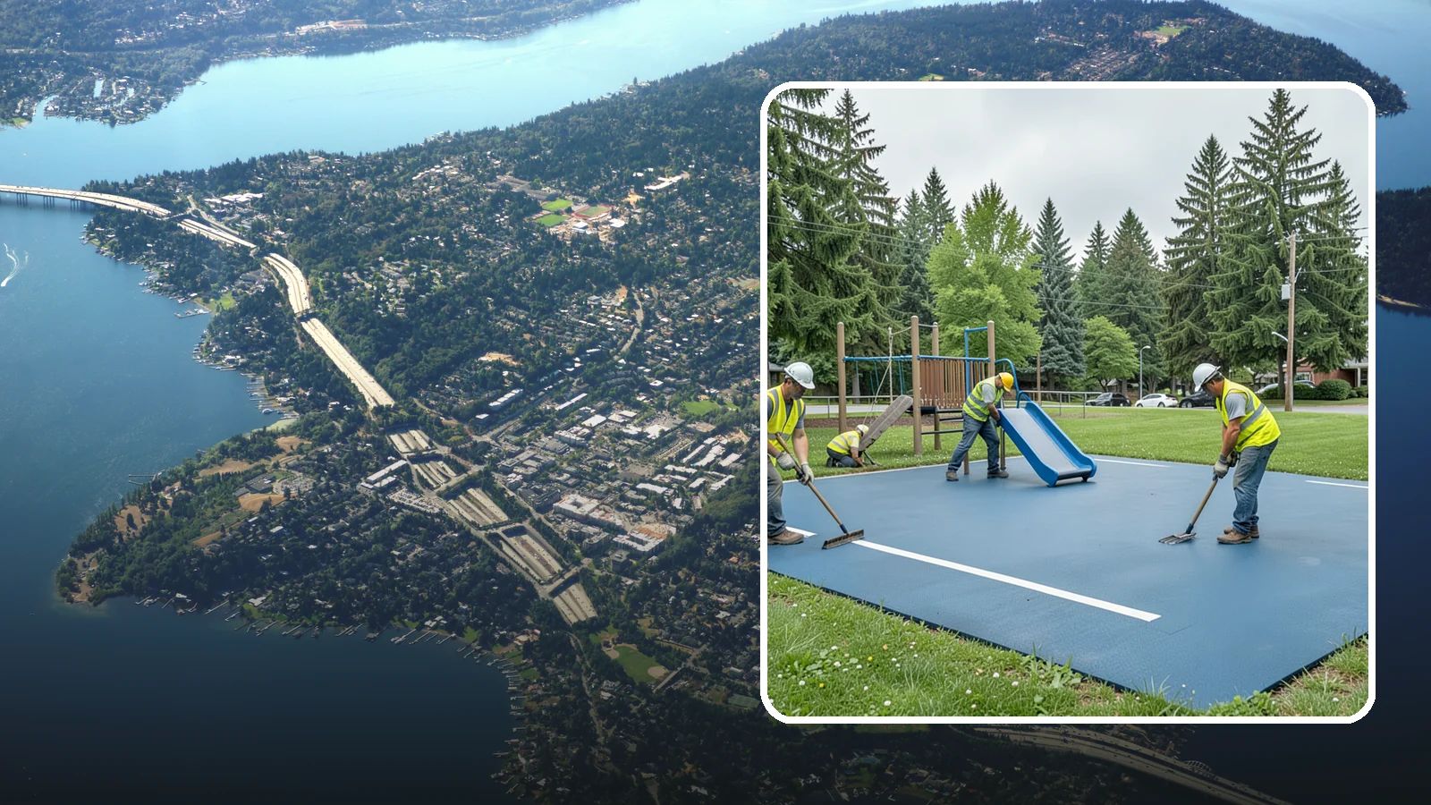 Playground Surfacing in Mercer Island, King County, WA - Installation and repair of poured-in-place and safety surfacing systems for accessible public play areas.