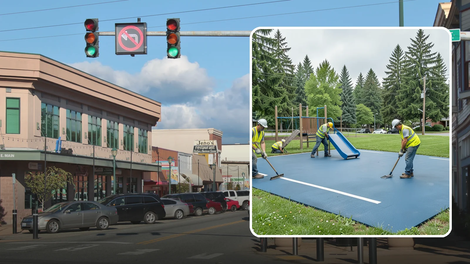 Playground Surfacing in Monroe, Snohomish County, WA - Installation and repair of poured-in-place and safety surfacing systems for accessible public play areas.