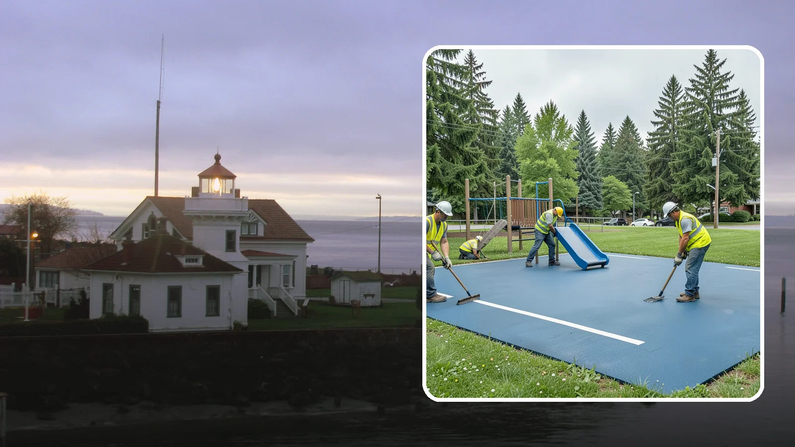 Playground Surfacing in Mukilteo, Snohomish County, WA - Installation and repair of poured-in-place and safety surfacing systems for accessible public play areas.