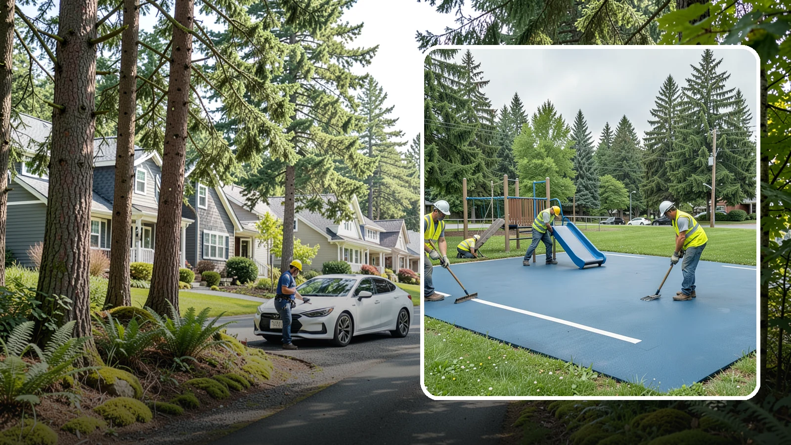 Playground Surfacing in Normandy Park, King County, WA - Installation and repair of poured-in-place and safety surfacing systems for accessible public play areas.