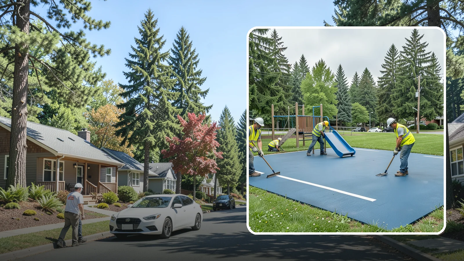 Playground Surfacing in Orting, Pierce County, WA - Installation and repair of poured-in-place and safety surfacing systems for accessible public play areas.