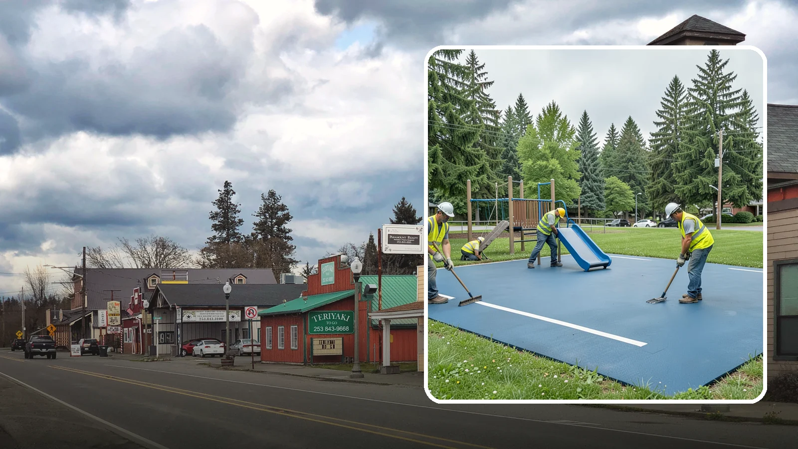 Playground Surfacing in Roy, Pierce County, WA - Installation and repair of poured-in-place and safety surfacing systems for accessible public play areas.