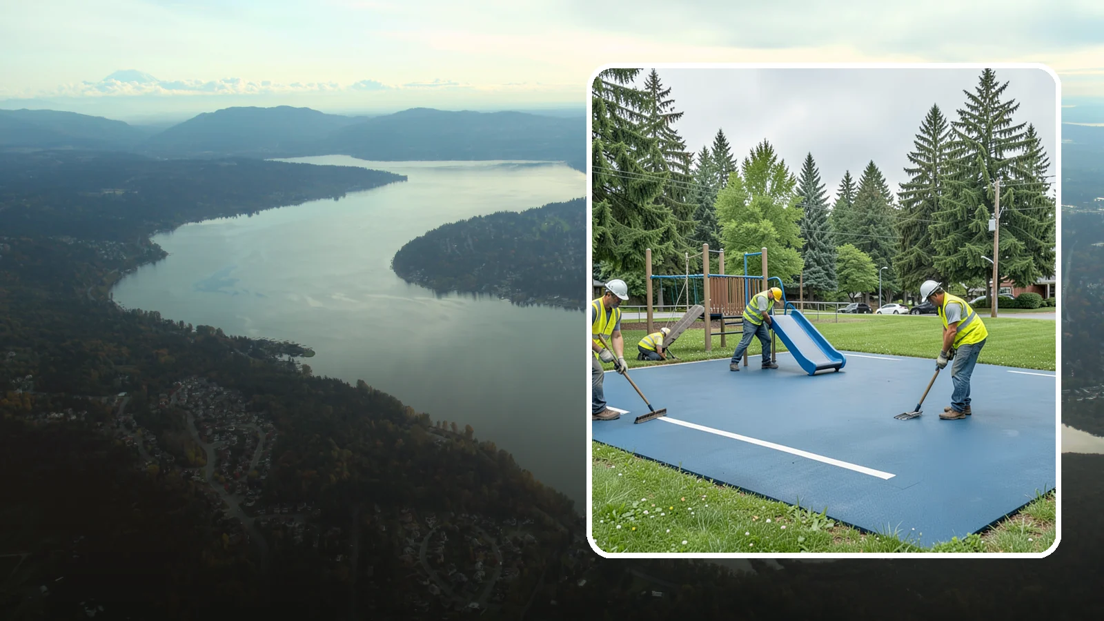 Playground Surfacing in Sammamish, King County, WA - Installation and repair of poured-in-place and safety surfacing systems for accessible public play areas.