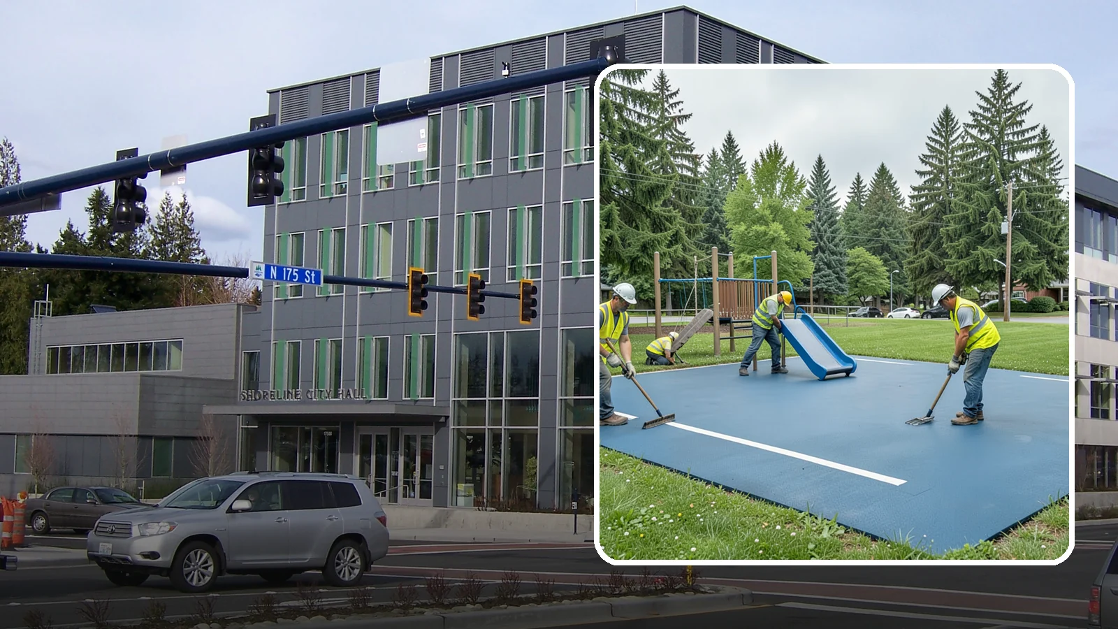 Playground Surfacing in Shoreline, King County, WA - Installation and repair of poured-in-place and safety surfacing systems for accessible public play areas.