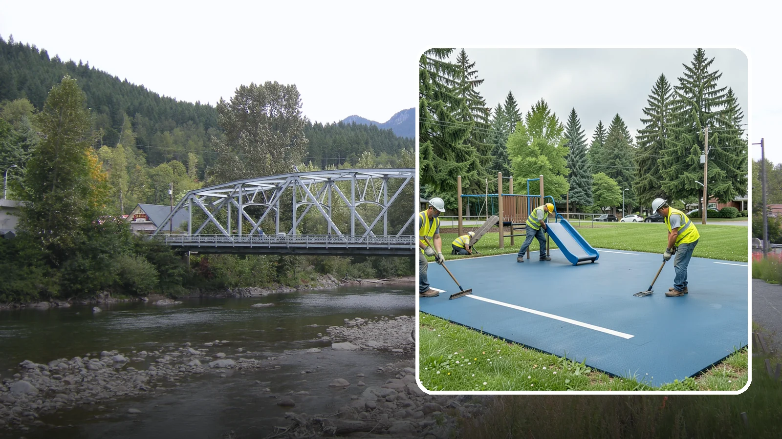 Playground Surfacing in Skykomish, King County, WA - Installation and repair of poured-in-place and safety surfacing systems for accessible public play areas.