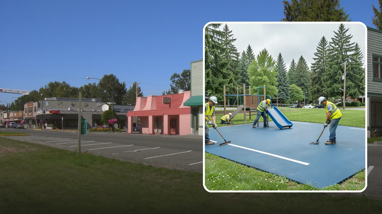 Playground Surfacing in Snoqualmie, King County, WA - Installation and repair of poured-in-place and safety surfacing systems for accessible public play areas.