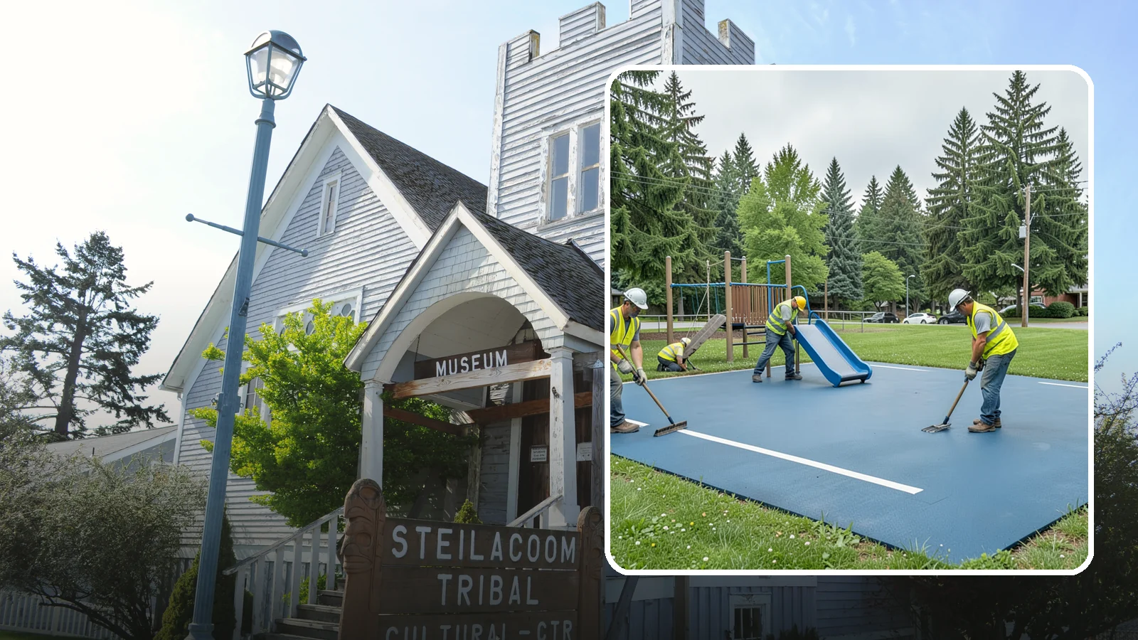 Playground Surfacing in Steilacoom, Pierce County, WA - Installation and repair of poured-in-place and safety surfacing systems for accessible public play areas.