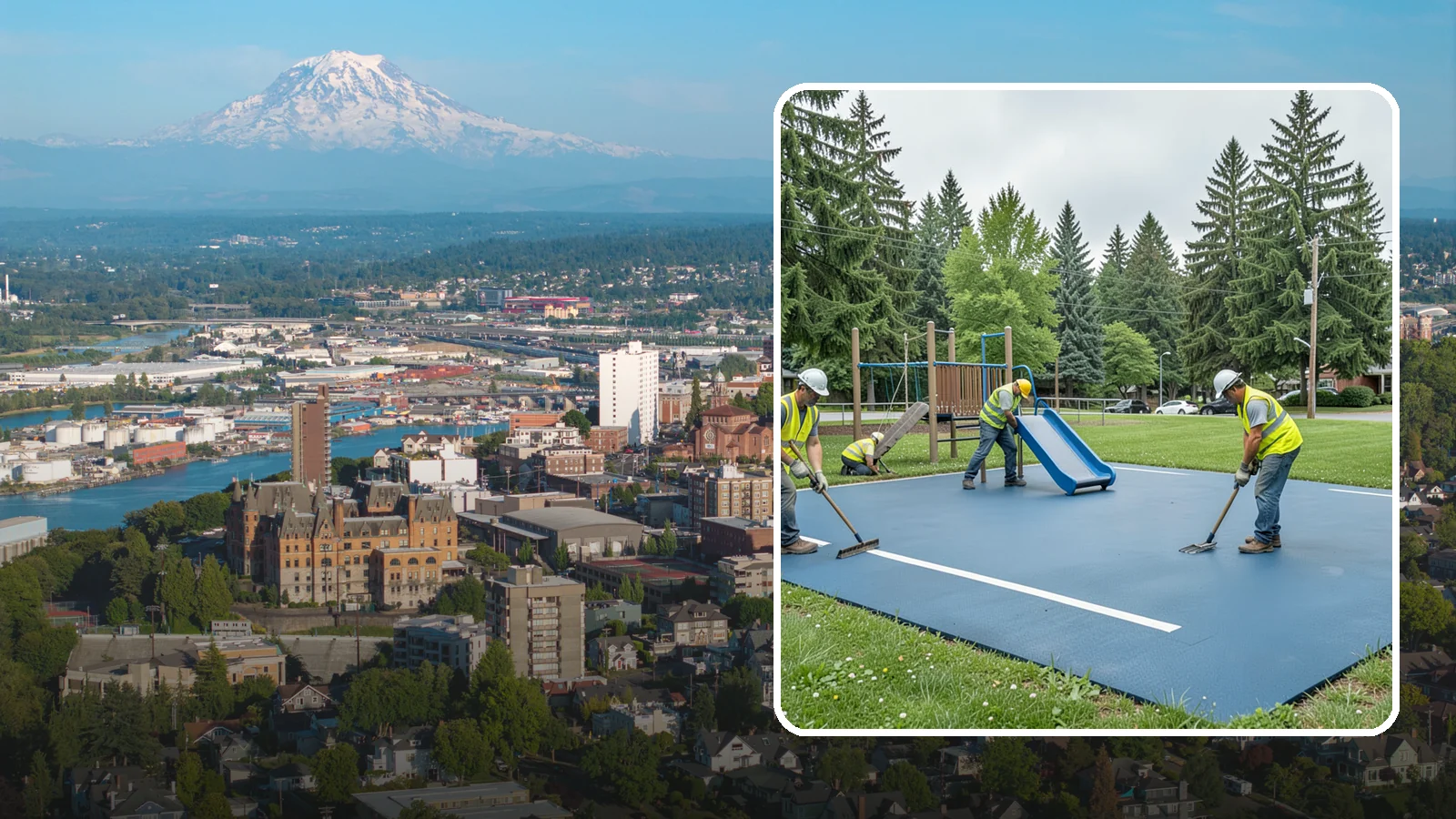 Playground Surfacing in Tacoma, Pierce County, WA - Installation and repair of poured-in-place and safety surfacing systems for accessible public play areas.