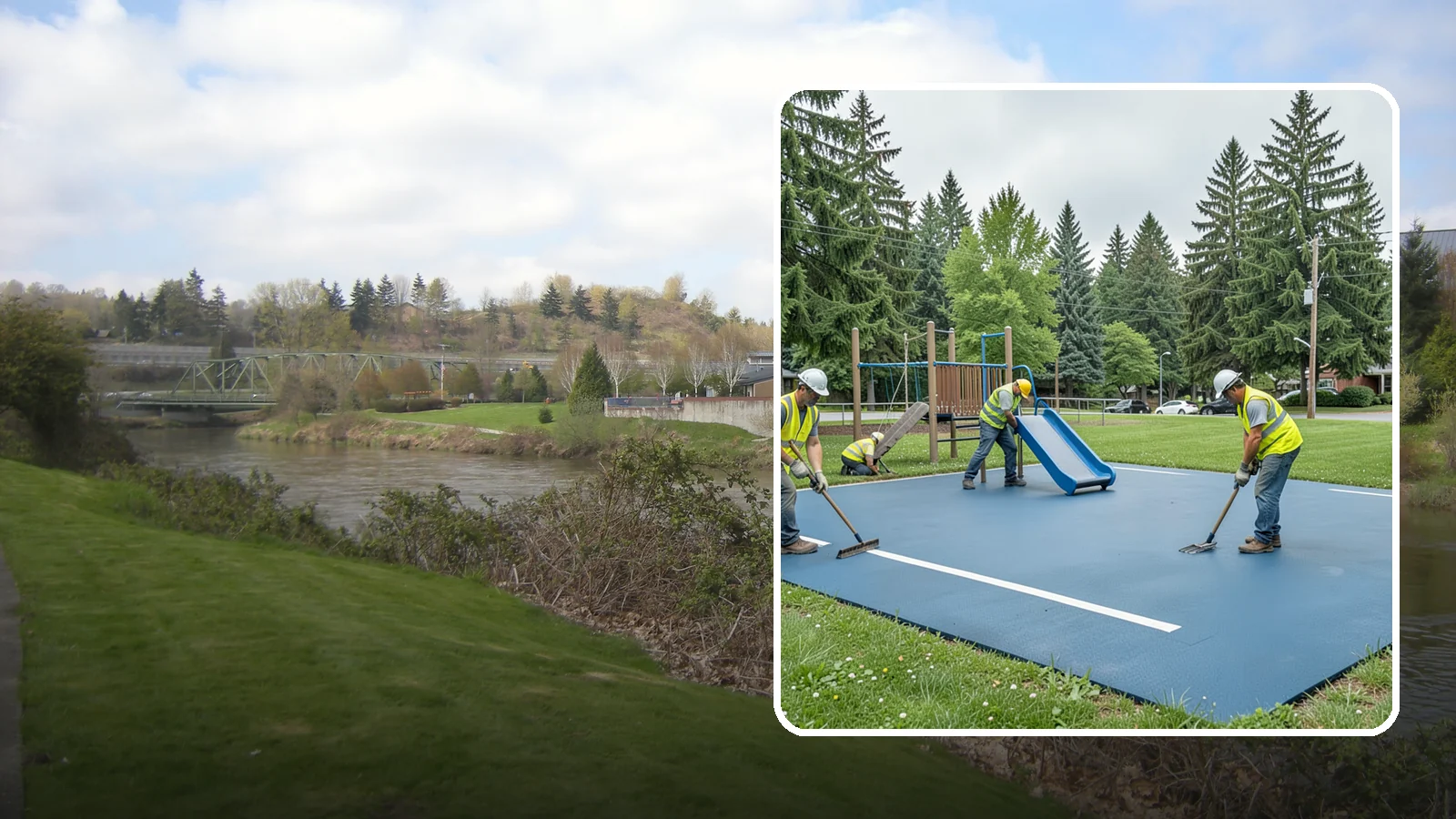 Playground Surfacing in Tukwila, King County, WA - Installation and repair of poured-in-place and safety surfacing systems for accessible public play areas.