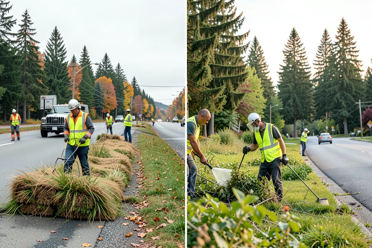 Pole Base Cleaning in Arlington, Snohomish County, WA - Clear vegetation and debris from around each base