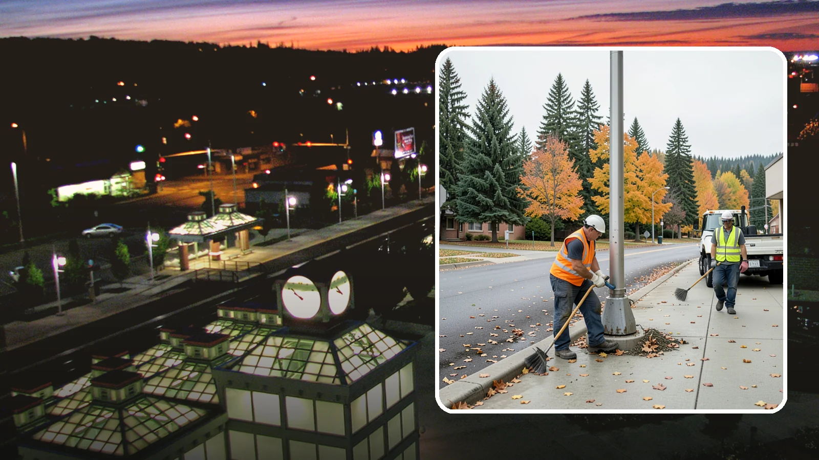 Pole Base Cleaning in Auburn, King County, WA - Cleaning and clearing of light pole bases to prevent corrosion and maintain a tidy public appearance.