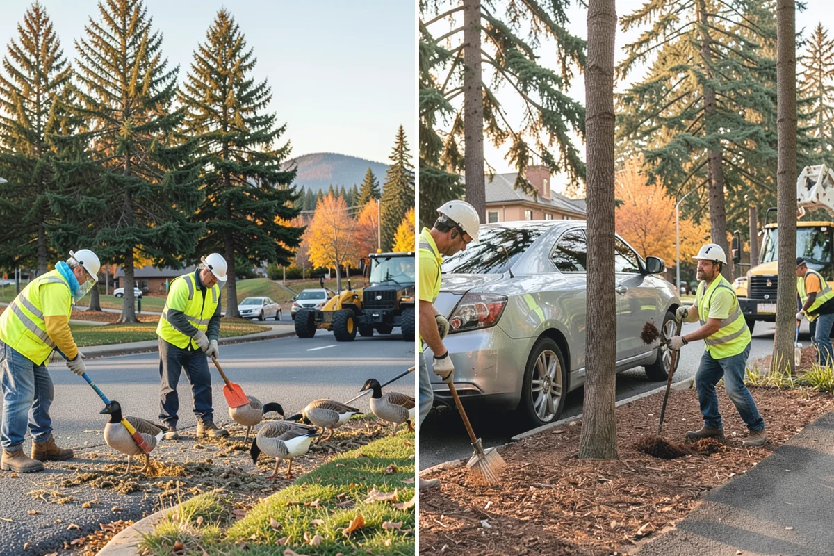 Pole Base Cleaning in Beaux Arts Village, King County, WA - Clear vegetation and debris from around each base