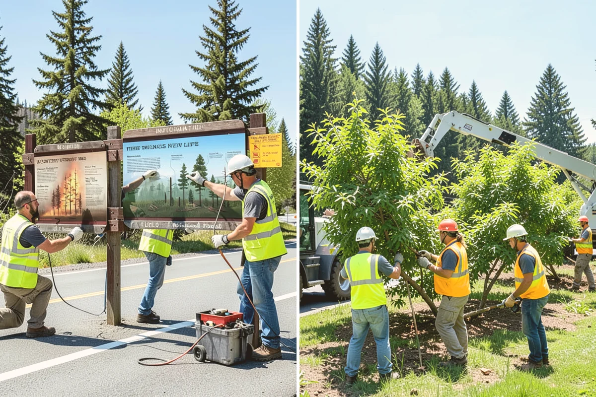 Pole Base Cleaning in Brier, Snohomish County, WA - Clear vegetation and debris from around each base