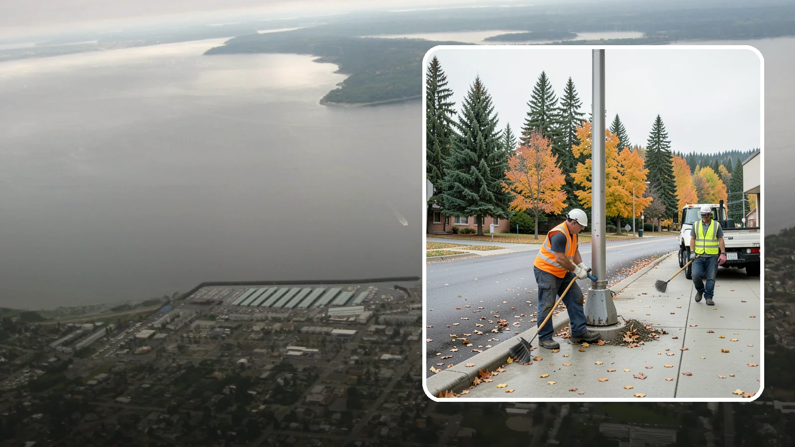 Pole Base Cleaning in Des Moines, King County, WA - Cleaning and clearing of light pole bases to prevent corrosion and maintain a tidy public appearance.