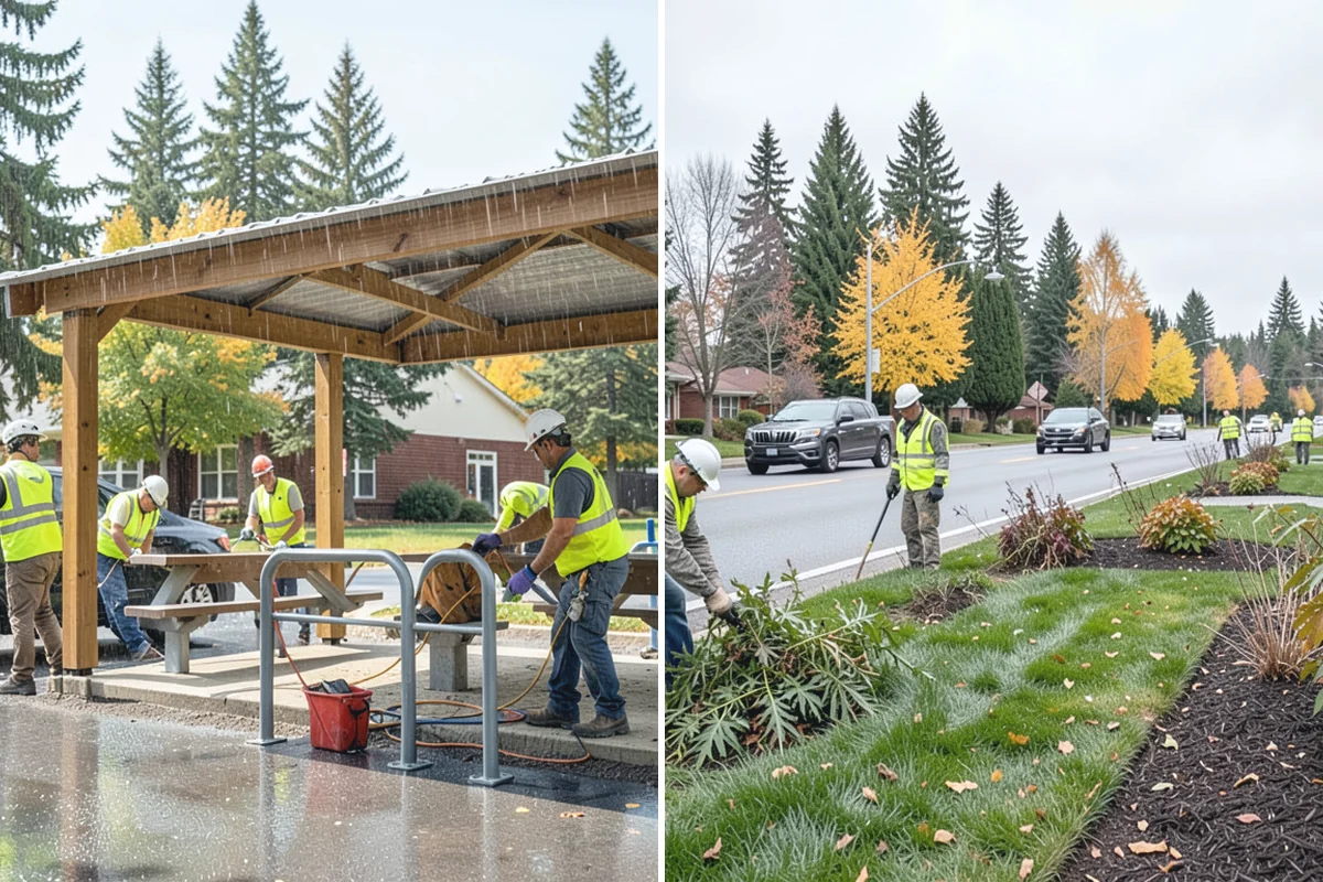 Pole Base Cleaning in Des Moines, King County, WA - Clear vegetation and debris from around each base